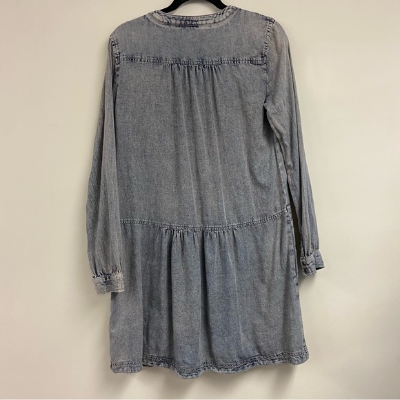 Anthropologie Pilcro Lorelei Tunic Dress Washed Denim Chambray Size 6 - Picture 7 of 11